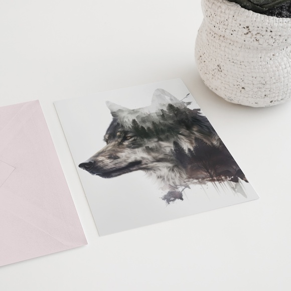 Wolf Animal Portrait Wall Art Illustration Print Poster Card Unframed - Picture 5 of 6